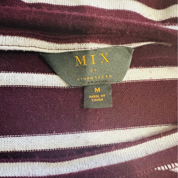 MIX BY 41 HAWTHORN Arnold Three Quarter Sleeve Raglan Knit Top, Burgundy, Medium - Picture 6 of 7